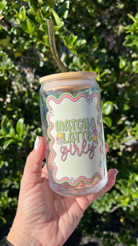 Matcha Latte Girly - 16 Oz Glass Can